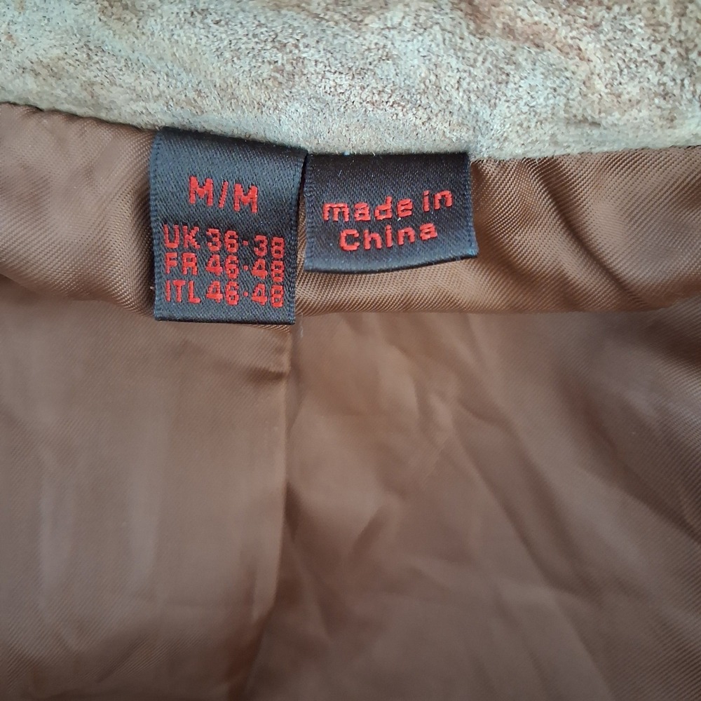 Danier Leather Suede Shirt Jacket Mens Tan Brown Button Front Lined Pockets - Picture 9 of 9